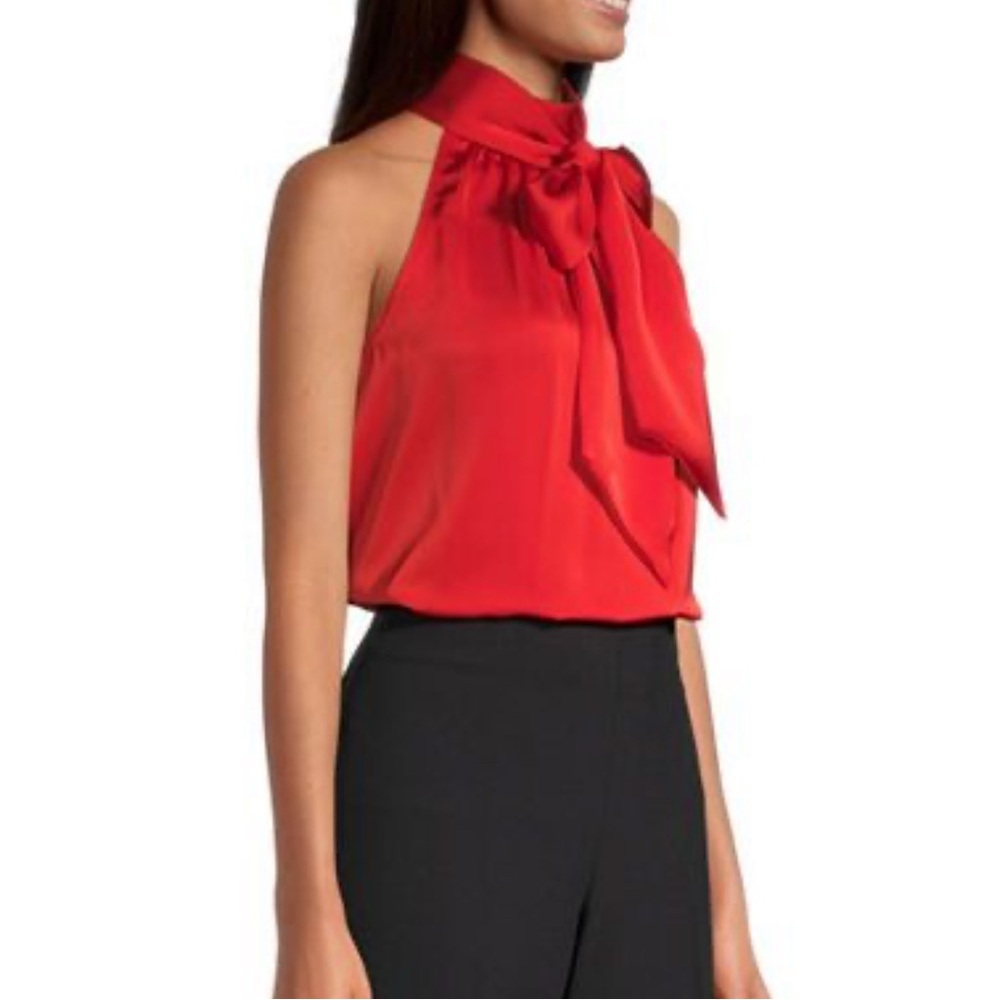 Worthington Red Sleeveless Blouse with Scarf Accent (Size S)
